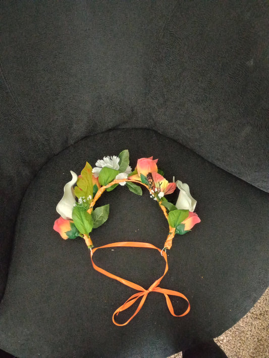 Orange and white flower crown