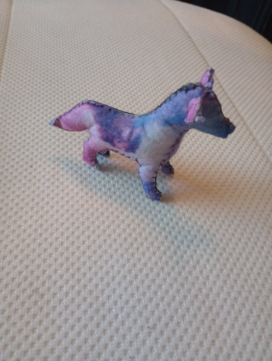 Cosmic wolf guy, crystal: pink coral