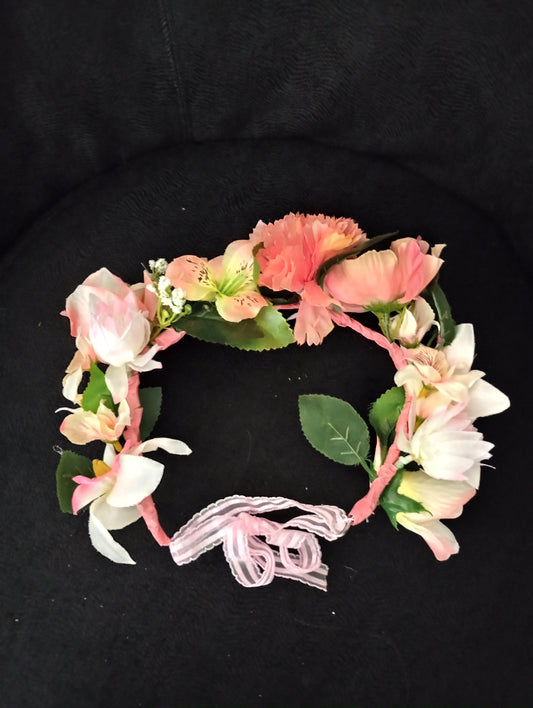 Pink and peach flower crown