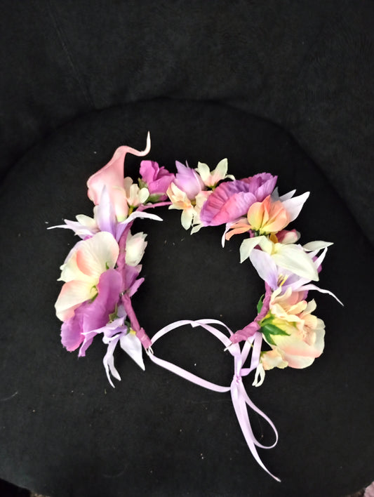 Pink and purple flower crown