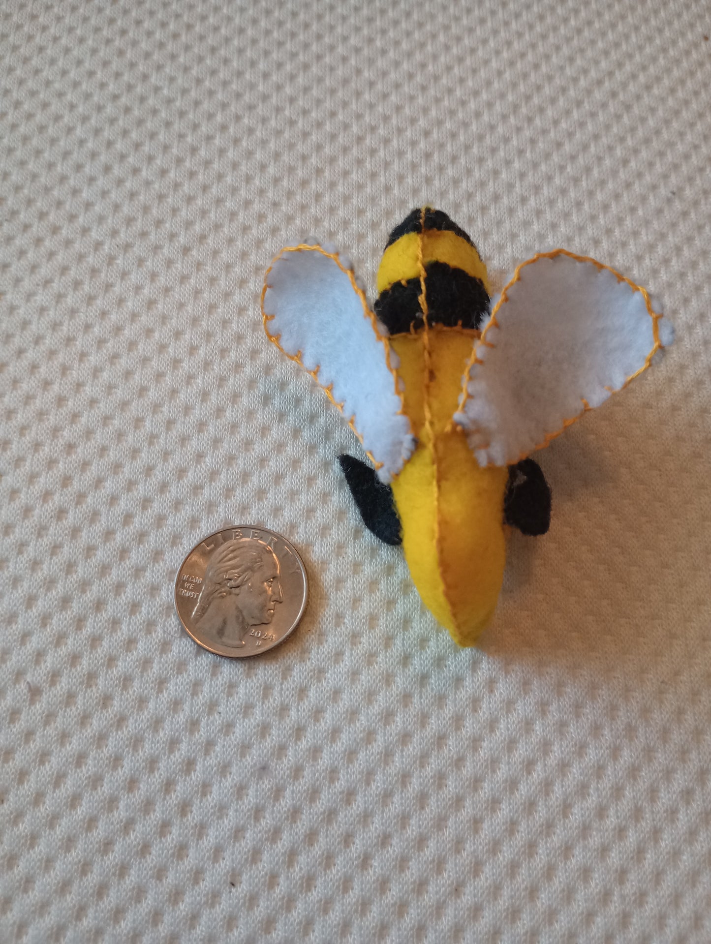Black and yellow bee guy, crystal: blue lace agate