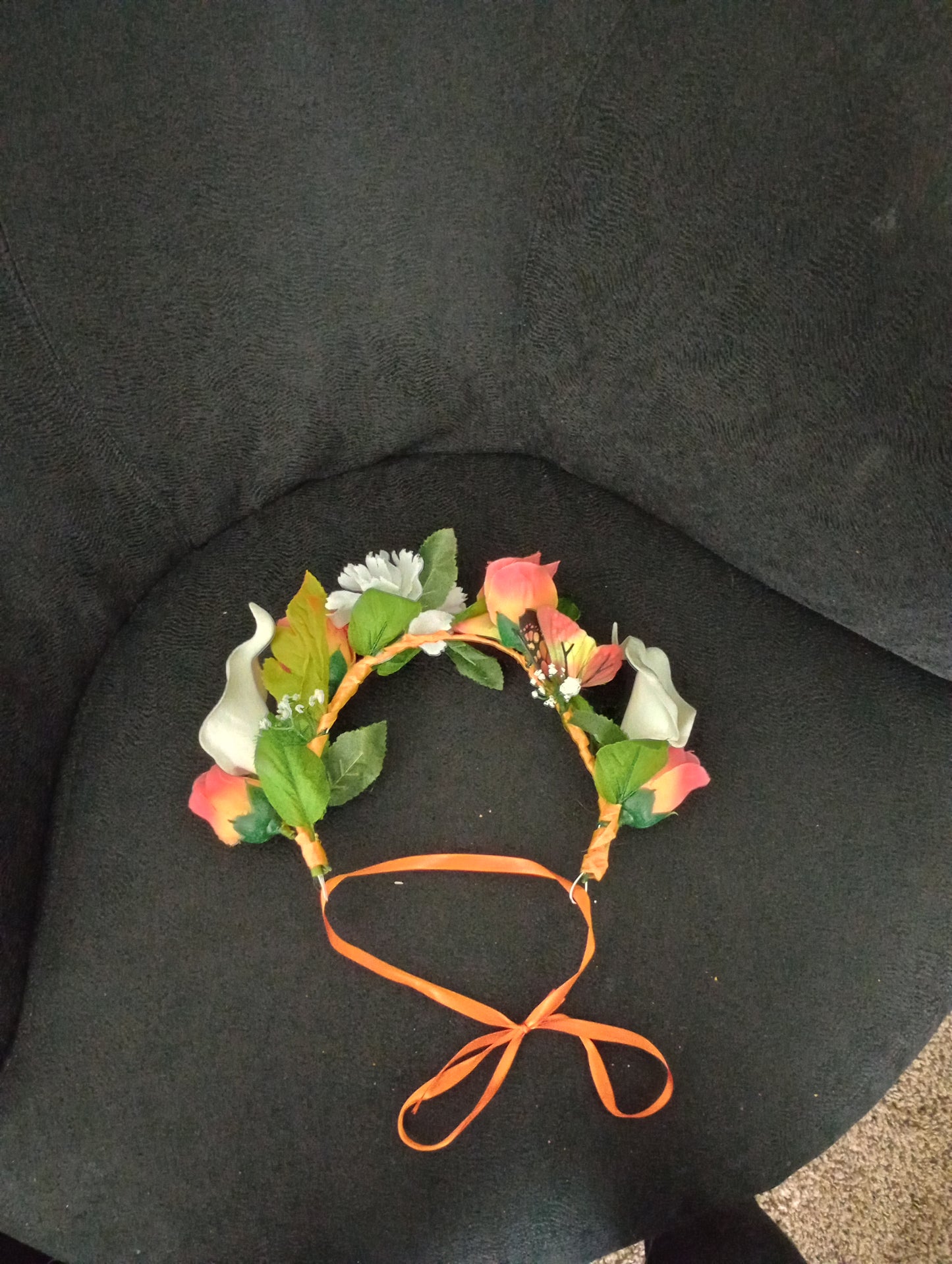 Orange and white flower crown