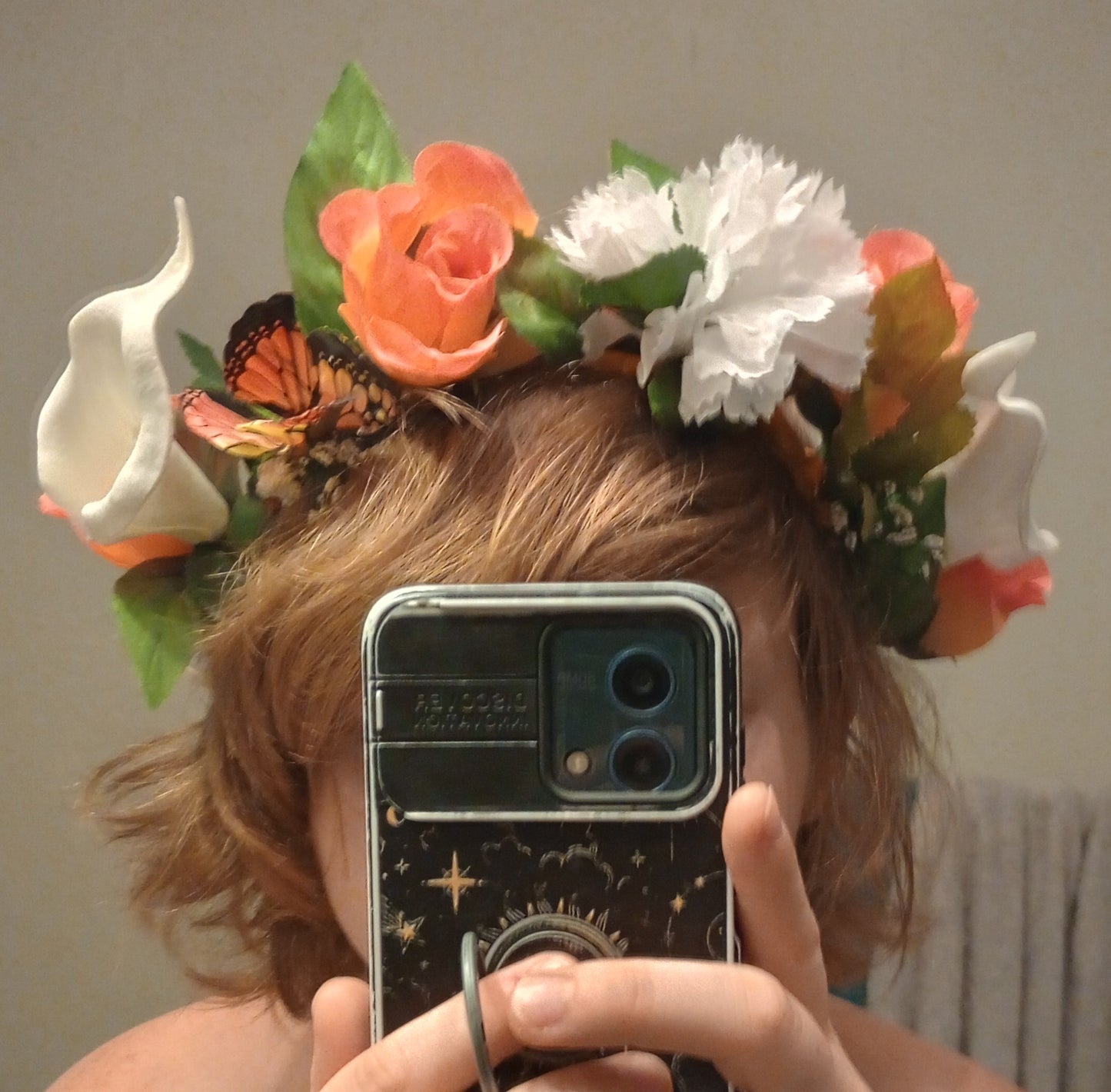 Orange and white flower crown