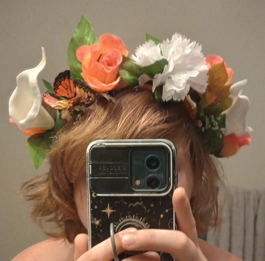 Orange and white flower crown