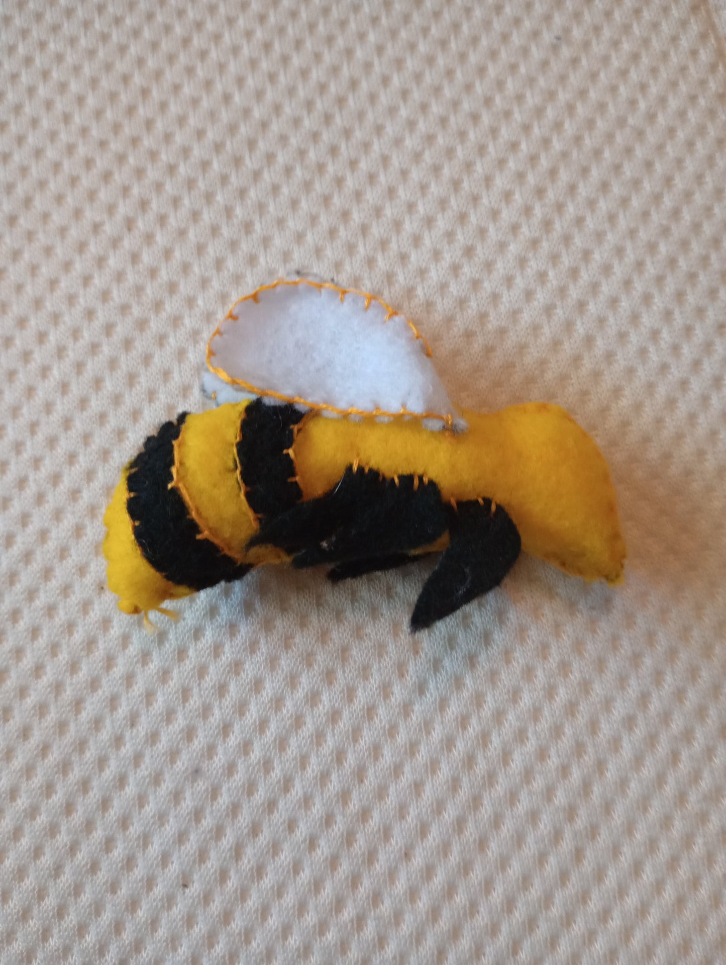 Black and yellow bee guy, crystal: blue lace agate
