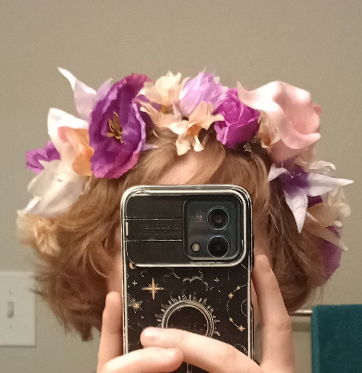 Pink and purple flower crown