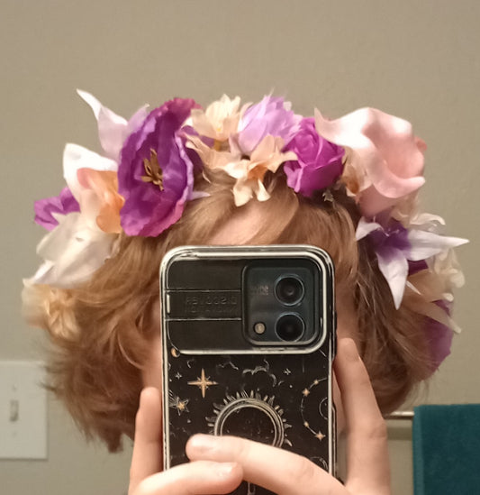Pink and purple flower crown