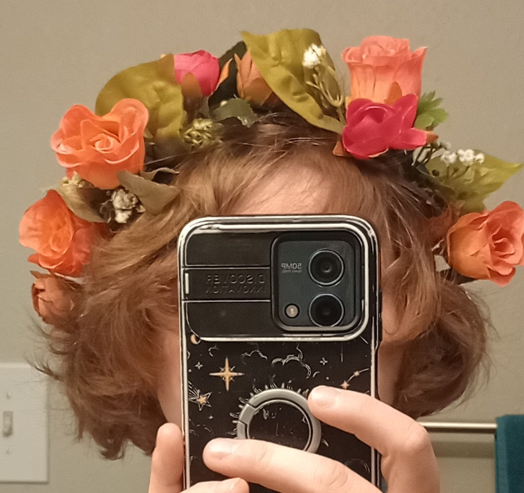 Orange and red flower crown