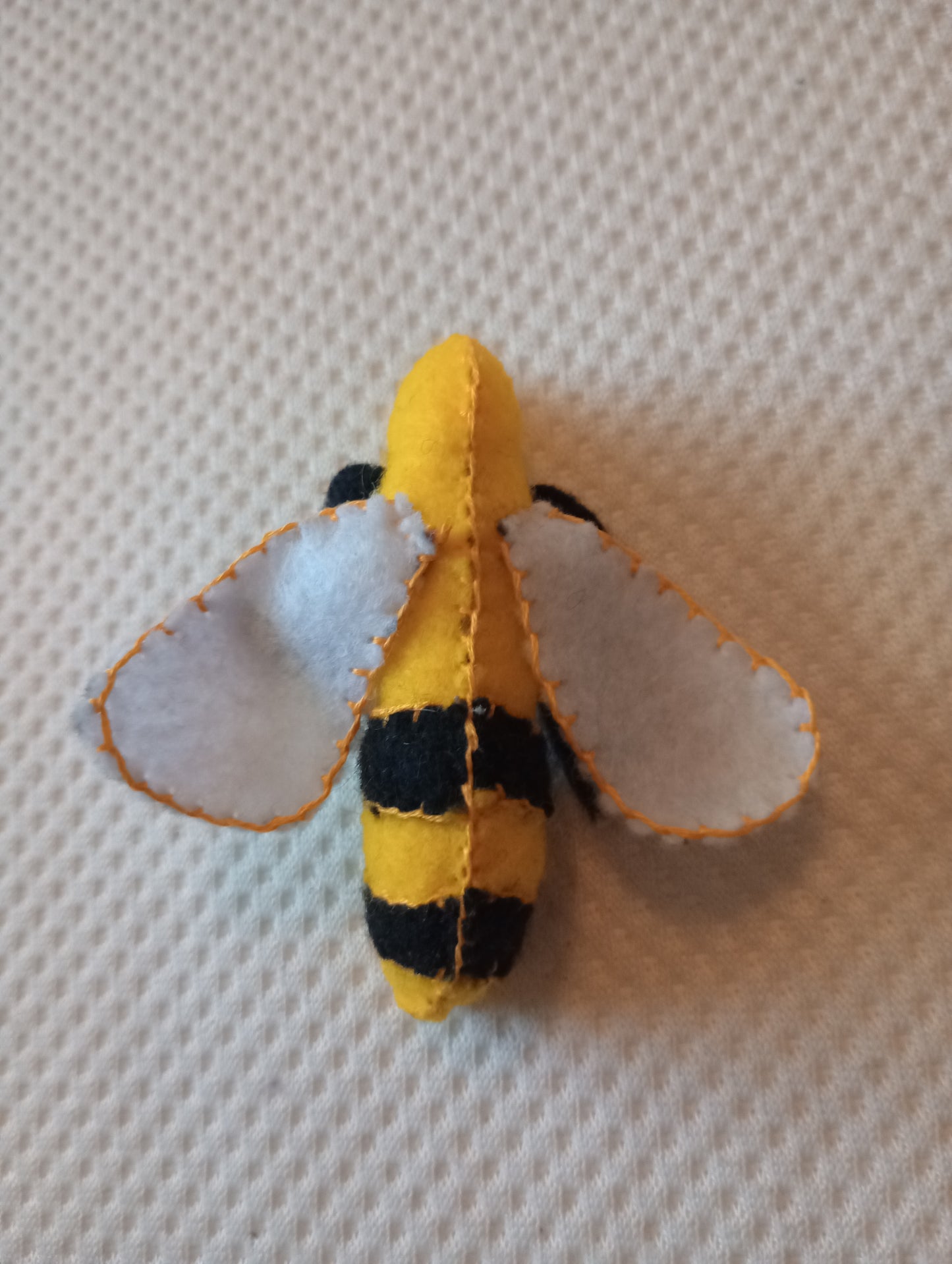 Black and yellow bee guy, crystal: blue lace agate