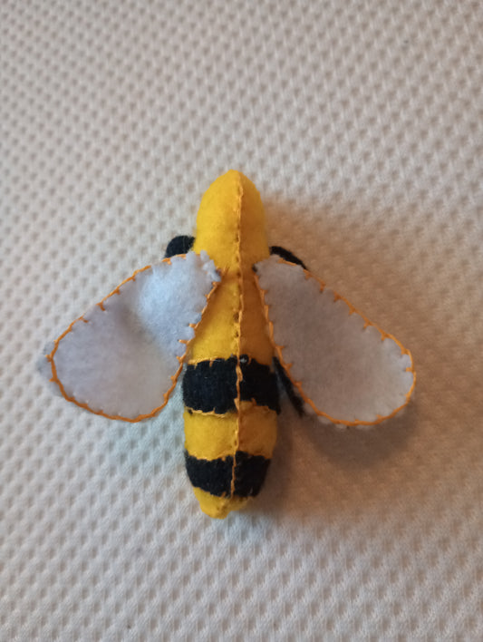 Black and yellow bee guy, crystal: blue lace agate